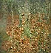 Gustav Klimt bondgard med bjorkar painting